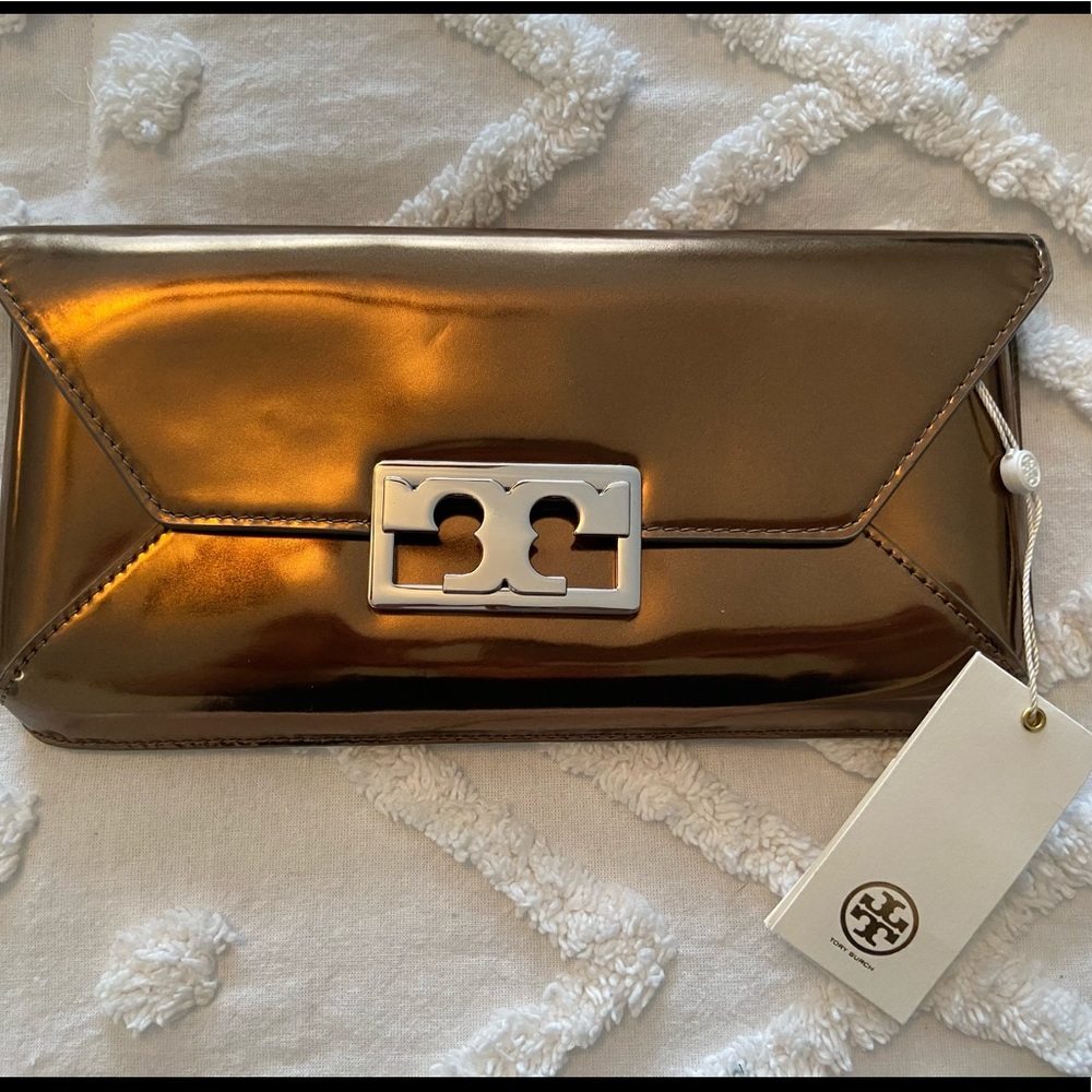 Tory Burch bronze clutch